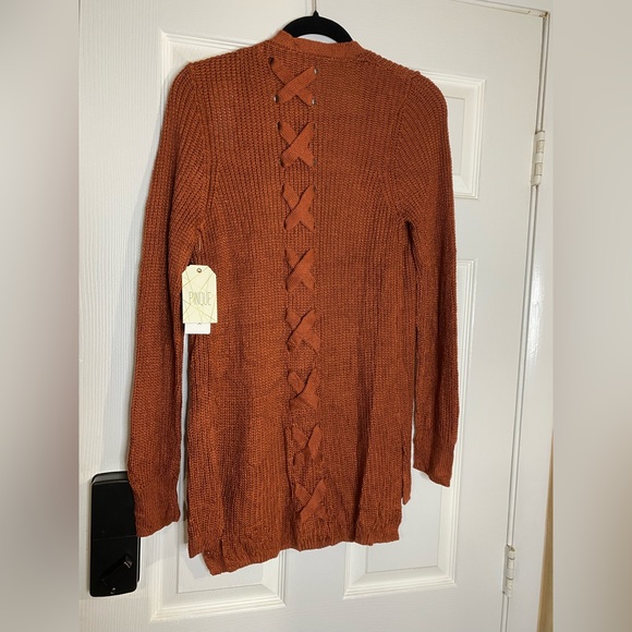 NWT Pinque Artisan Rust Braided Back Cardigan - Picture 1 of 2